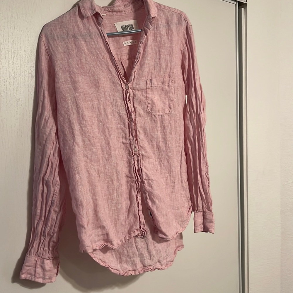 Grayson The Hero Button-Up Shirt Peony, Tumbled Linen